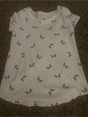 Vintage Justice Girls' White Panda Print Short Sleeve Tee